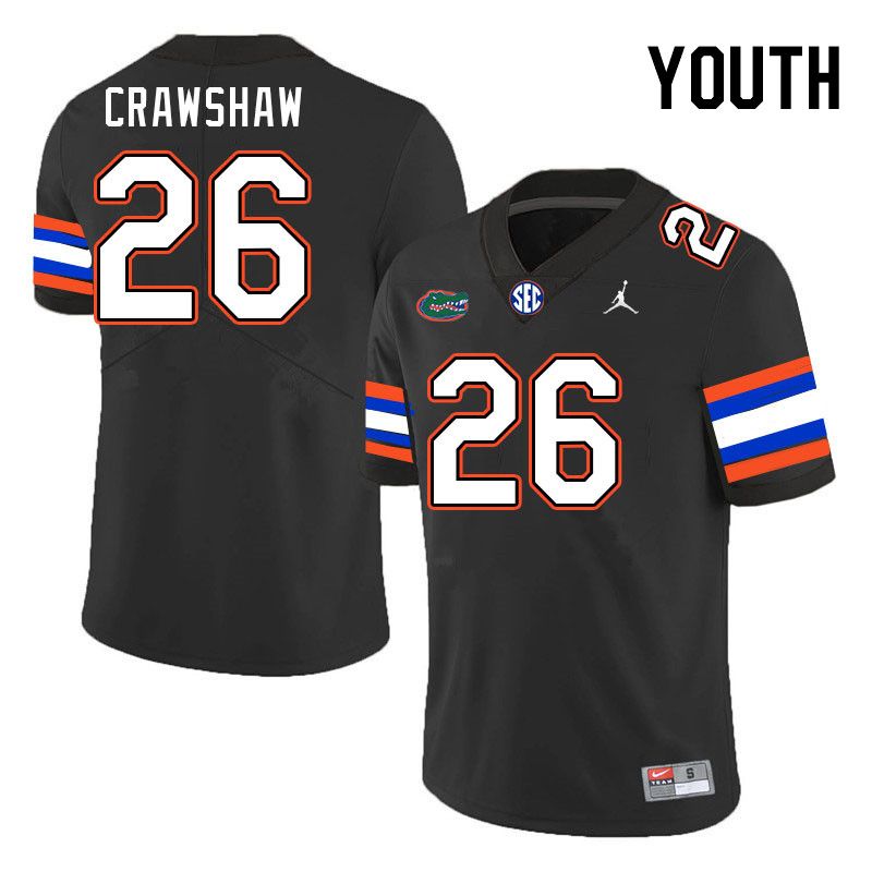 Youth #26 Jeremy Crawshaw Florida Gators College Football Jerseys Stitched-Black